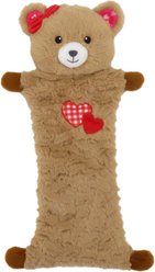 Linzy Toys Flat Crinklez Bear Squeaky Stuffing-Free Dog Plush Toy, Brown, 16-in