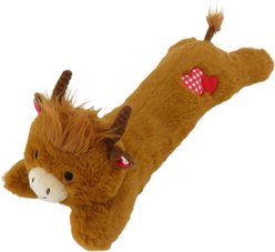 Linzy Toys Highland Cow Squeaky Dog Plush Toy, Brown, 16-in