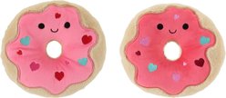 Linzy Toys Donuts Squeaky Dog Plush Toy, Red/Pink, 7-in, 2 count