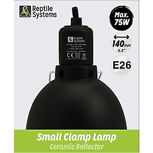 Reptile Systems Ceramic Reptile Clamp Lamp, Black, 75W