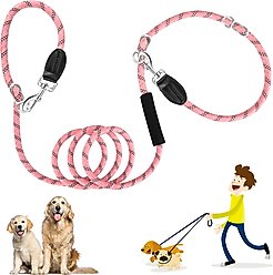 SlowTon Hands-Free Nylon Dog Leash, 10-ft long, 1/2-in wide, Pink