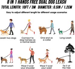 SlowTon Hands-Free Nylon Dog Leash, 10-ft long, 1/2-in wide, Pink slide 2 of 8