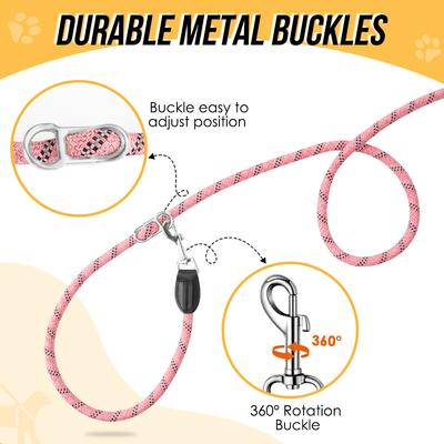 Show full view: SlowTon Hands-Free Nylon Dog Leash, 10-ft long, 1/2-in wide, Pink slide 3 of 8