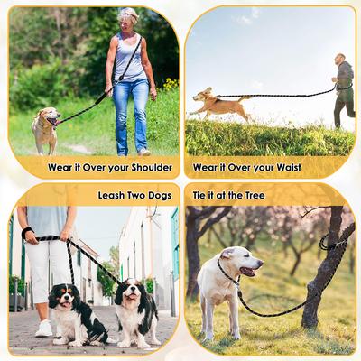 Show full view: SlowTon Hands-Free Nylon Dog Leash, 10-ft long, 1/2-in wide, Black slide 5 of 9