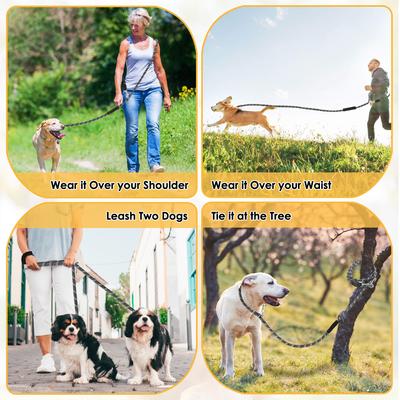 Show full view: SlowTon Hands-Free Nylon Dog Leash, 10-ft long, 1/2-in wide, Dark Grey slide 6 of 10