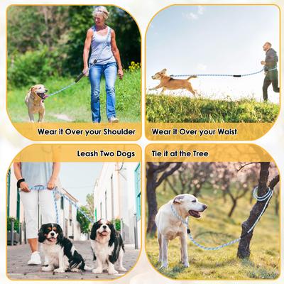 Show full view: SlowTon Hands-Free Nylon Dog Leash, 10-ft long, 1/2-in wide, Blue slide 5 of 9