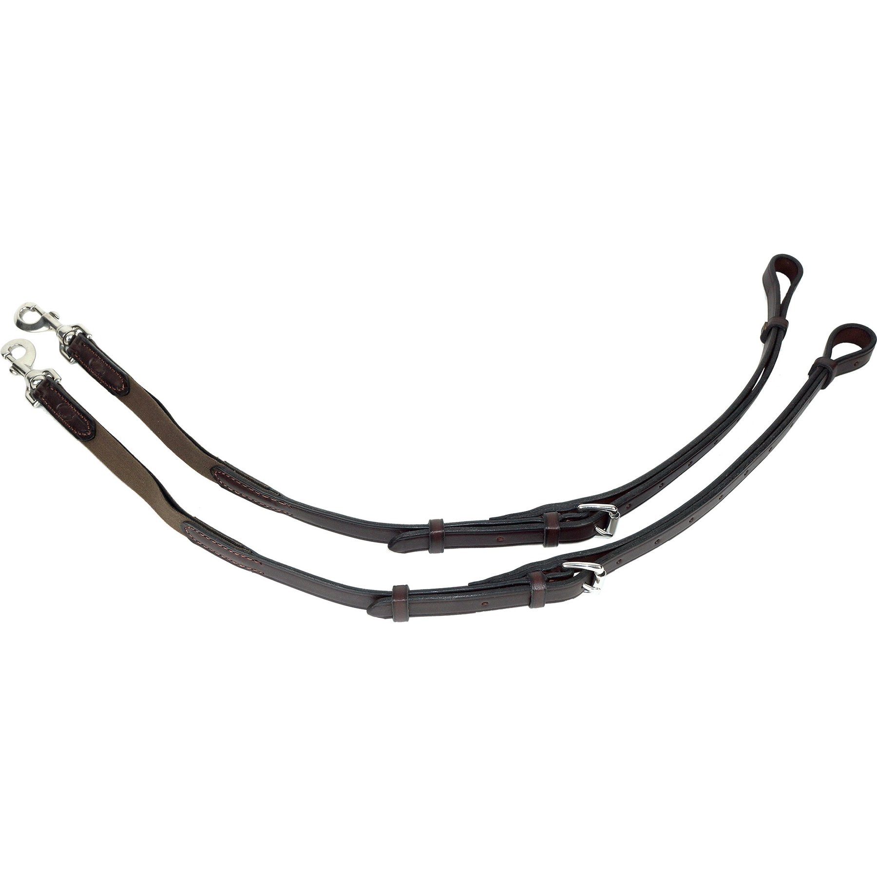 Nunn Finer Leather Horse Side Reins with Elastic, Havana, 35.5 to 46-in, 2 count