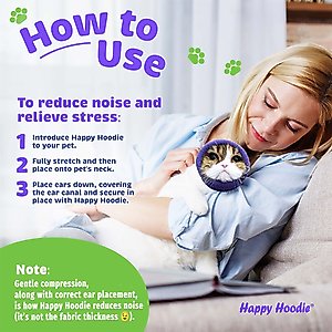 Happy Hoodie Thunder Grooming Fireworks Calming Band for Dogs & Cats, Purple, Large