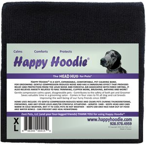 Happy Hoodie Thunder Grooming Fireworks Calming Band for Dogs, X-Large, Black