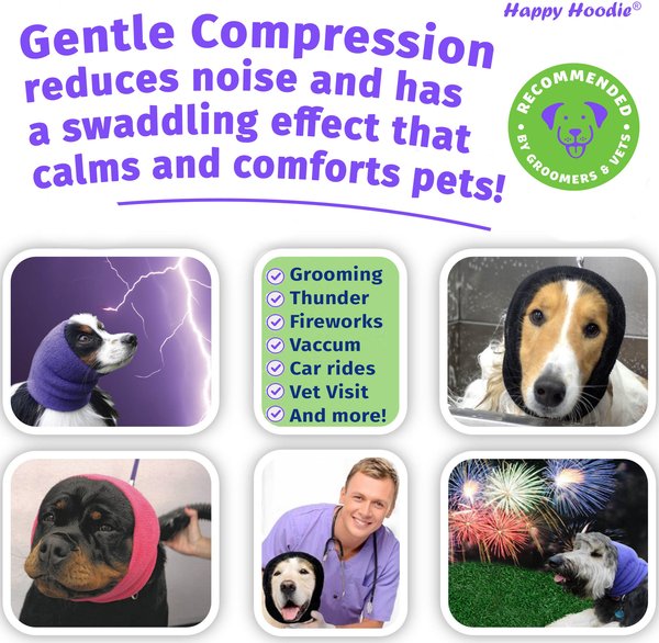 Show full view: Happy Hoodie Thunder Grooming Fireworks Calming Band for Dogs & Cats, Purple, Large slide 3 of 14