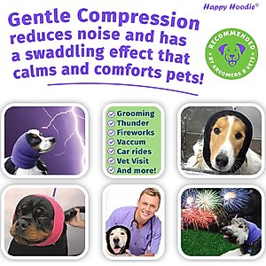 Happy Hoodie Thunder Grooming Fireworks Calming Band for Dogs & Cats, Purple, Large