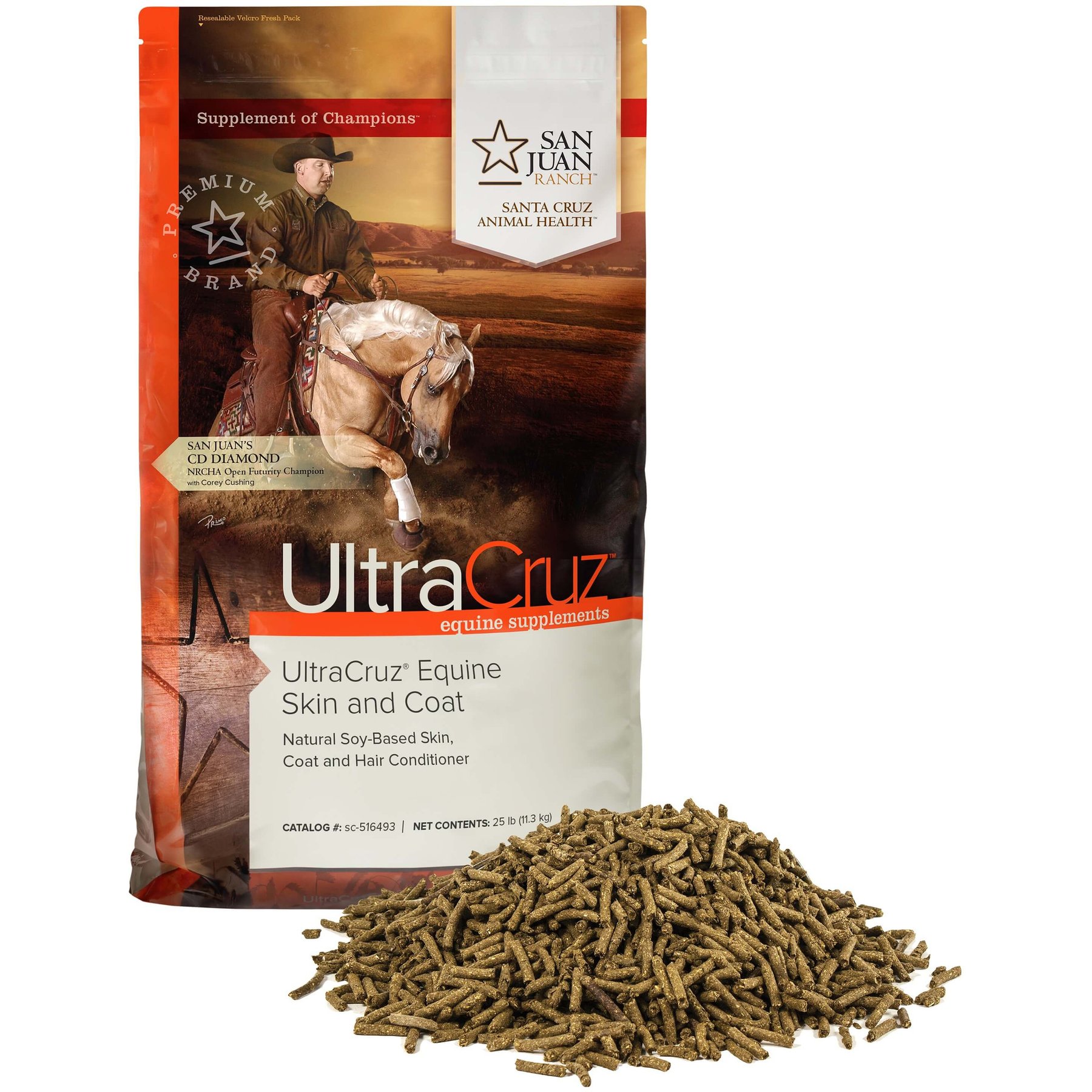 UltraCruz Skin & Coat Pellets Horse Supplement, 25-lb bag