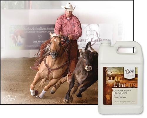 Show full view: UltraCruz Flax Oil Blend Skin, Coat & Hoof Care Liquid Horse Supplement, 1-gal bottle slide 3 of 5