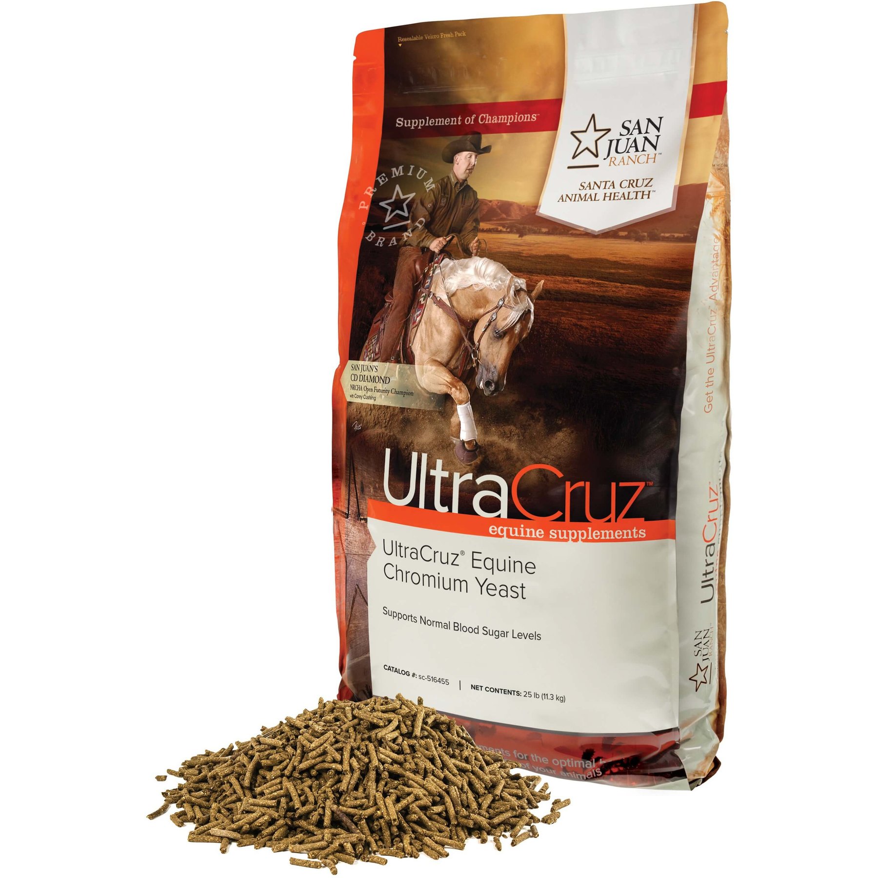 UltraCruz Chromium Yeast Diabetic Support Pellets Horse Supplement, 25-lb bag