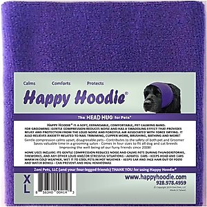 Happy Hoodie Thunder Grooming Fireworks Calming Band for Dogs, X-Large, Purple