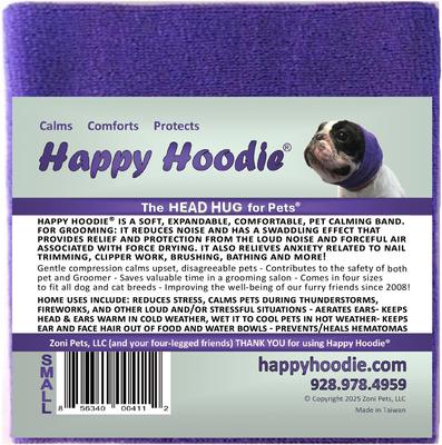 Show full view: Happy Hoodie Thunder Grooming Fireworks Calming Band for Dogs & Cats, Purple, Small slide 9 of 15