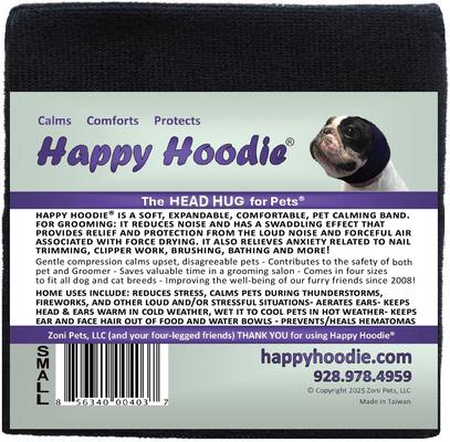 Show full view: Happy Hoodie Thunder Grooming Fireworks Calming Band for Dogs & Cats, Black, Small slide 9 of 15