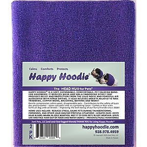Happy Hoodie Thunder Grooming Fireworks Calming Band for Dogs & Cats, Small & Large, 2 count, Purple
