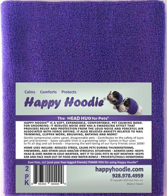 Show full view: Happy Hoodie Thunder Grooming Fireworks Calming Band for Dogs & Cats, Small & Large, 2 count, Purple slide 9 of 13