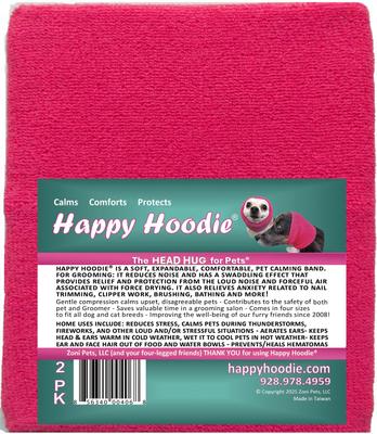 Show full view: Happy Hoodie Thunder Grooming Fireworks Calming Band for Dogs & Cats, Small & Large, 2 count, Pink slide 9 of 13