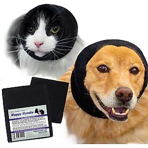 Happy Hoodie Thunder Grooming Fireworks Calming Band for Dogs & Cats, Small & Large, 2 count, Black