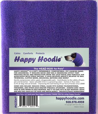 Show full view: Happy Hoodie Thunder Grooming Fireworks Calming Band for Dogs & Cats, Purple, Large slide 9 of 15
