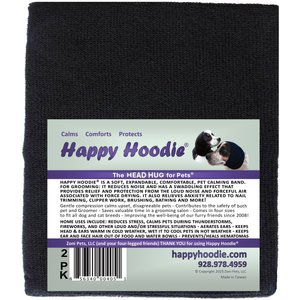 Happy Hoodie Thunder Grooming Fireworks Calming Band for Dogs & Cats, Small & Large, 2 count, Black
