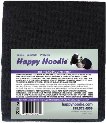 Show full view: Happy Hoodie Thunder Grooming Fireworks Calming Band for Dogs & Cats, Small & Large, 2 count, Black slide 9 of 13