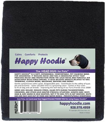 Show full view: Happy Hoodie Thunder Grooming Fireworks Calming Band for Dogs & Cats, Black, Large slide 9 of 15