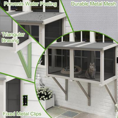 Show full view: Petscosset 46-in Outdoor Wooden Cat Window Box Catio, Gray slide 3 of 9