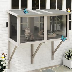 Petscosset 46-in Outdoor Wooden Cat Window Box Catio, Gray