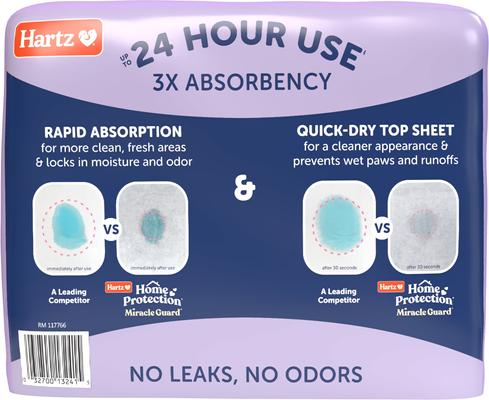 Show full view: Hartz Miracle Guard Lavender Scented Max Absorbency Odor Eliminating Dog Pads, XXX-Large, 20 count slide 9 of 10