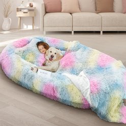 LovMor Oversized Human Dog Bed, Rainbow