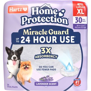 Hartz Miracle Guard Lavender Scented Max Absorbency Odor Eliminating Dog Pads, X-Large, 30 count