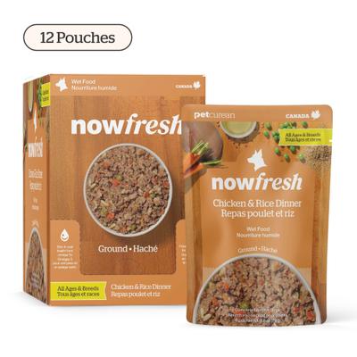 Show full view: Now Fresh Ground Chicken & Rice Dinner Wet Dog Food, 2.8-oz pouch, case of 12 slide 3 of 11