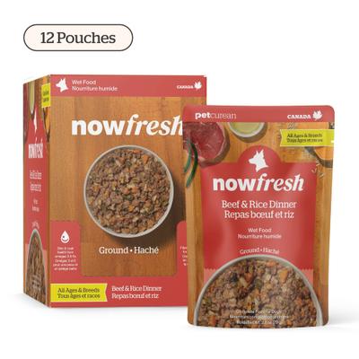 Show full view: Now Fresh Ground Beef & Rice Dinner Wet Dog Food, 2.8-oz pouch, case of 12 slide 3 of 11