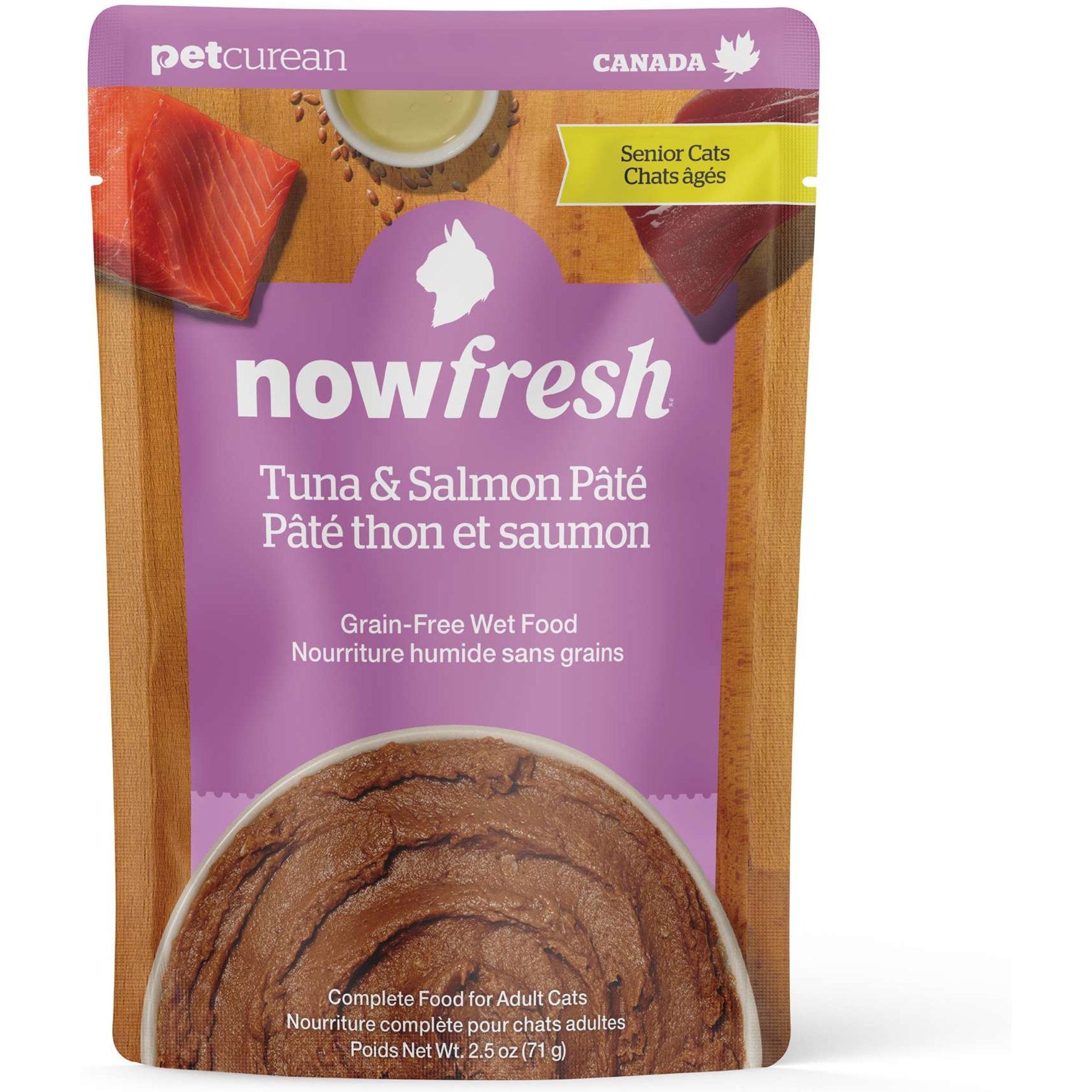 Now Fresh Grain-Free Tuna & Salmon Pate Senior Wet Cat Food, 2.5-oz pouch, case of 12