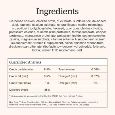 Show full view: Now Fresh Grain-Free Shredded Chicken, Duck & Broth Blend Wet Cat Food, 2.5-oz pouch, case of 12 slide 8 of 11