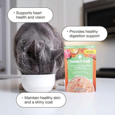 Show full view: Now Fresh Grain-Free Shredded Chicken, Duck & Broth Blend Wet Cat Food, 2.5-oz pouch, case of 12 slide 4 of 11