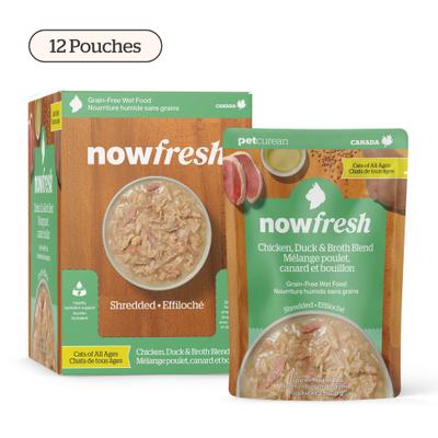 Show full view: Now Fresh Grain-Free Shredded Chicken, Duck & Broth Blend Wet Cat Food, 2.5-oz pouch, case of 12 slide 3 of 11