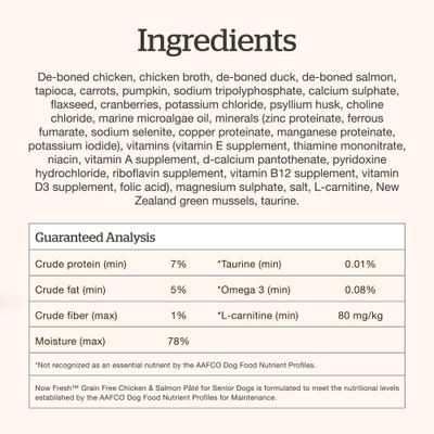 Show full view: Now Fresh Grain-Free Chicken & Salmon Pate Senior Wet Dog Food, 2.8-oz pouch, case of 12 slide 8 of 11