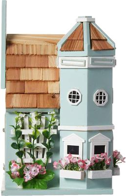 Show full view: Home Bazaar Flower Pot Cottage Birdhouse, Blue slide 4 of 5