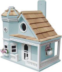Home Bazaar Flower Pot Cottage Birdhouse, Blue