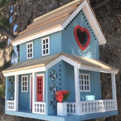 Home Bazaar Lovers Lane Cottage Birdhouse, Blue slide 2 of 2
