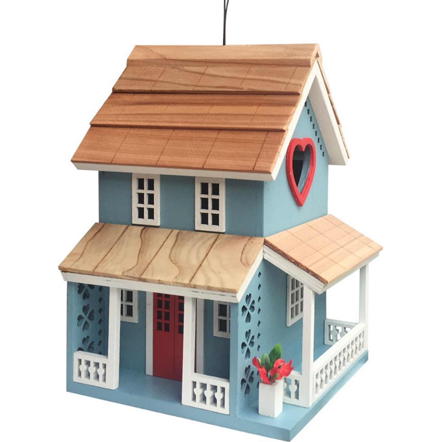 Home Bazaar Lovers Lane Cottage Birdhouse, Blue