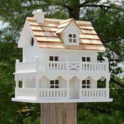 Home Bazaar Novelty Cottage Birdhouse, White slide 2 of 3