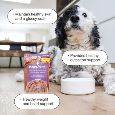 Show full view: Now Fresh Grain-Free Chicken & Salmon Pate Senior Wet Dog Food, 2.8-oz pouch, case of 12 slide 4 of 11