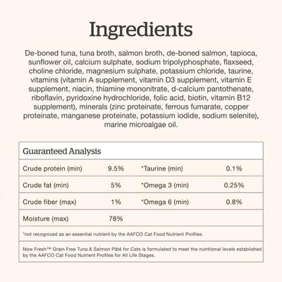 Show full view: Now Fresh Grain-Free Tuna & Salmon Pate Wet Cat Food, 2.5-oz pouch, case of 12 slide 8 of 11