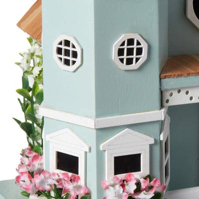 Show full view: Home Bazaar Flower Pot Cottage Birdhouse, Blue slide 3 of 5