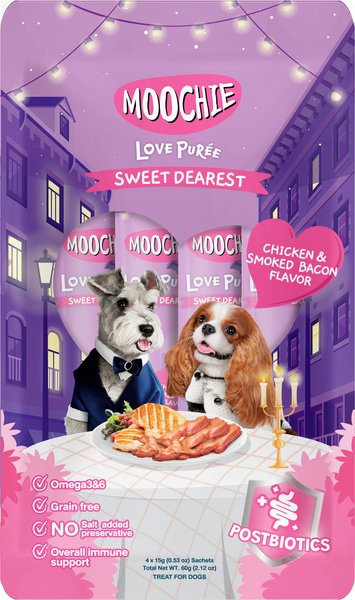 Moochie Chicken & Smoked Bacon Recipe Lickable Dog Treats, 2.2-lb box, case of 12